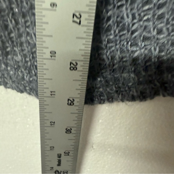 M Made In Italy Sweater Women L Blue Knit Sparkly Sequin V Neck Lace Floral Back - Picture 8 of 9